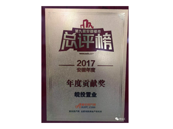 皖投置业荣获安徽楼市总评榜年度贡献奖；合肥皖投天下名筑荣获金樽奖人居典范楼盘奖！ 